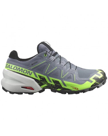 Salomon Speedcross 6 GTX Gore-Tex Men's Trail Running Shoes, Flint Stone/Green Gecko/Black