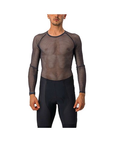 Castelli Miracolo Wool Men's Long Sleeve Cycling Mesh Base Layer, Grey