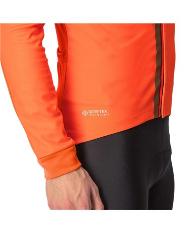 Castelli Entrata GTX Gore-Tex Windstopper X-Mid Men's Cycling Jacket, Red Orange/Metal Brown