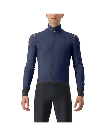 Castelli Alpha Flight RoS Polartec Men's Cycling Jacket, Belgian Blue/Pompeian Red-Rock
