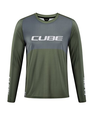 Cube Vertex Men's Cycling Long Sleeves Jersey, Olive/Grey