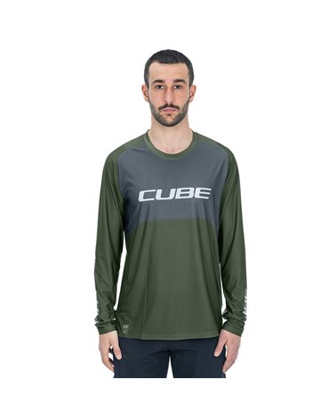 Cube Vertex Men's Cycling Long Sleeves Jersey, Olive/Grey