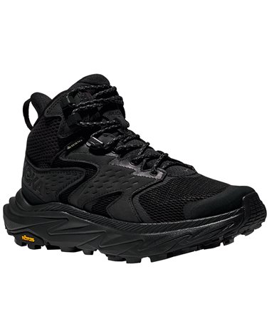 Hoka One One Anacapa 2 Mid GTX Gore-Tex Men's Waterproof Hiking Boots Nubuck Leather, Black/Black 