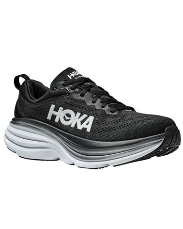 Hoka One One Bondi 8 Wide Men's Running Shoes, Black/White