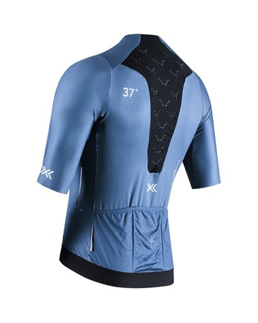 X-Bionic Corefusion Aero Men's Cycling Full Zip Short Sleeve Shirt, Mineral Blue