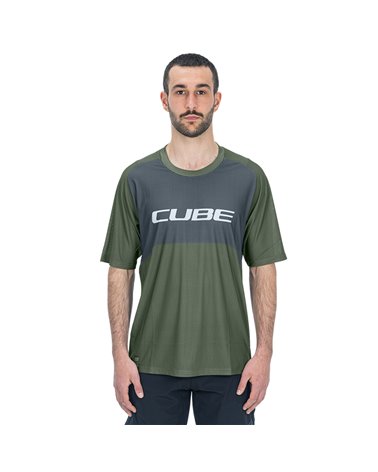 Cube Vertex Men's Cycling Short Sleeves Jersey, Olive/Grey