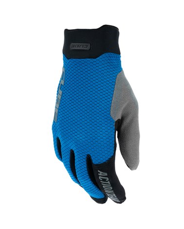 Cube Gravity Action Team Long Finger MTB Gloves, Blue