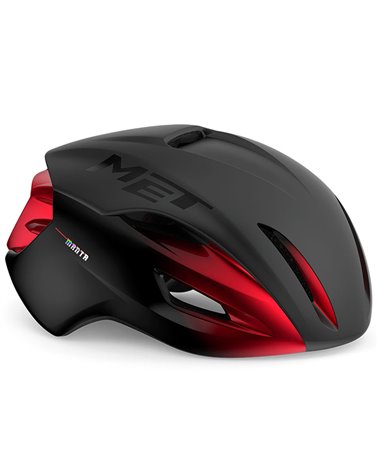 Met Manta MIPS Road Cycling Helmet, Matt/Glossy Metallic Black/Red
