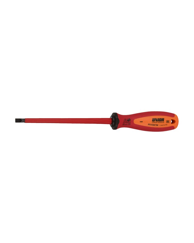 Unior Flat-Head Screwdriver with Insulated Blade, VDE TBI 603VDETBI - 1.2 X 6.5 X 150mm
