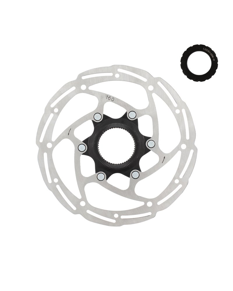 Wag Disc Rotor CL6 Center Lock with External Lockring - 160mm, Black Silver