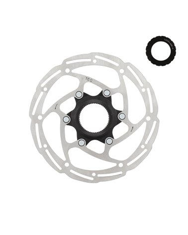 Wag Disc Rotor CL6 Center Lock with External Lockring - 180mm, Black Silver