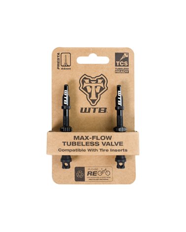 WTB Pair Of Tubless Valve TCS AL Max-Flow Compatible with Tyre Inserts - 46mm, Black