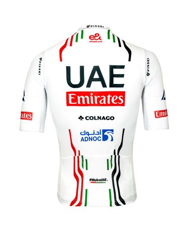 Pissei Magistrale UAE Emirates 2024 Official Team Maglia Maniche Corte Full Zip Uomo, Bianco