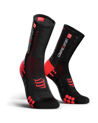 Compressport Pro Racing Socks V3.0 Bike Calze a Compressione, Nero/Rosso