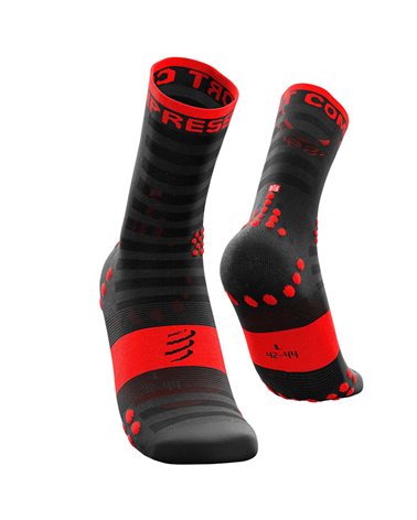 Compressport Pro Racing Socks V3.0 Ultralight Run High Cut Compression Socks, Black/Red