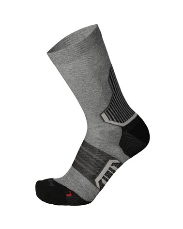 Mico Trek Oxi-Jet Medium Weight Compression Unisex Medium Trekking Socks, Grey Melangeange