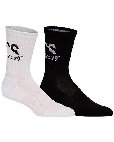 Asics 2 PPK Katakana Running Socks, Performance Black/Brilliant White (2 Pack)