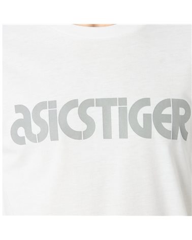 Asics Tiger camiseta con logotipo plateado camiseta de manga corta para hombre jersey, blanco real