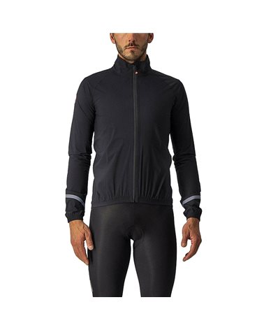 Castelli Emergency 2 Rain Waterproof/Windproof Men's Packable Cycling Jacket, Light Black