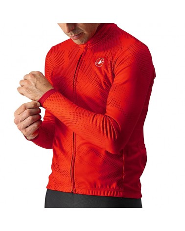 Castelli Pericolo Men's Long Sleeve Full Zip Cycling Jersey, Red