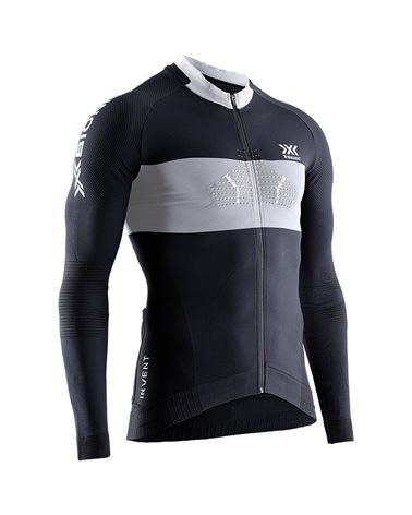 X-Bionic Invent 4.0 Cycling Race Zip Men's Long Sleeve Shirt, Black/Charcoal
