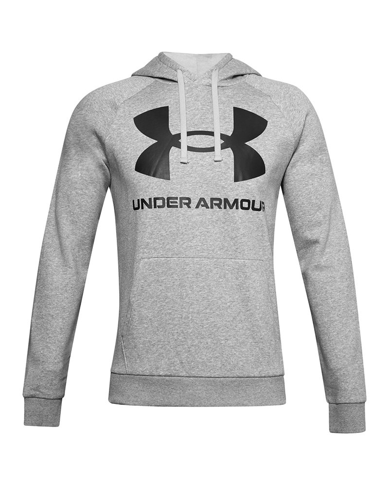 Under Armour Men's Mod Gray Light Heather UA Rival Fleece Pullover Hoodie