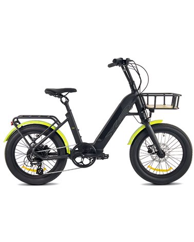 XP Bikes I-K Kompact e-Bike Fat 20" 8v Freni a Disco 624Wh, Nero/Giallo
