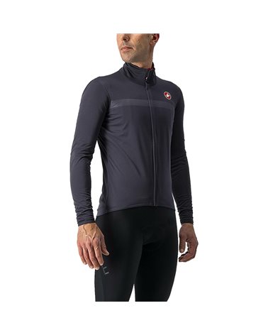 Castelli Goccia Tempesta Strech Waterproof/Windproof Men's Packable Cycling Jacket, Dark Gray