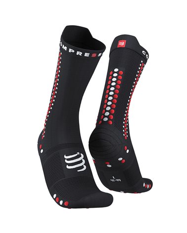 Compressport Pro Racing Socks V4.0 Bike Calze a Compressione, Nero/Rosso