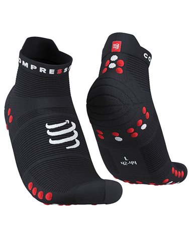 Compressport Pro Racing Socks V4.0 Run Low Cut Calze a Compressione, Nero/Rosso