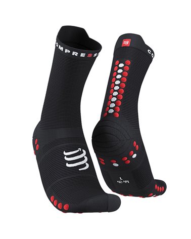 Compressport Pro Racing V4.0 Run High Cut Compression Socks, Black/Red
