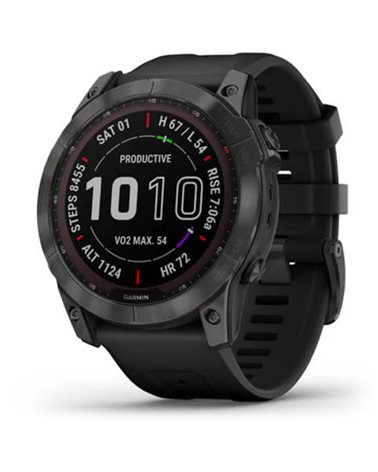 Garmin Fenix 7X Sapphire Solar Edition Case 51mm GPS Watch Wrist-Based HR, Titanium Carbon Grey DLC/Black
