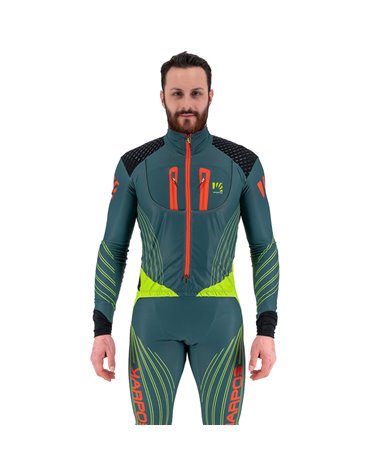 Karpos Race Suit Tuta da Gara Scialpinismo Uomo, Ardesia Scuro/Verde Lime/Granata