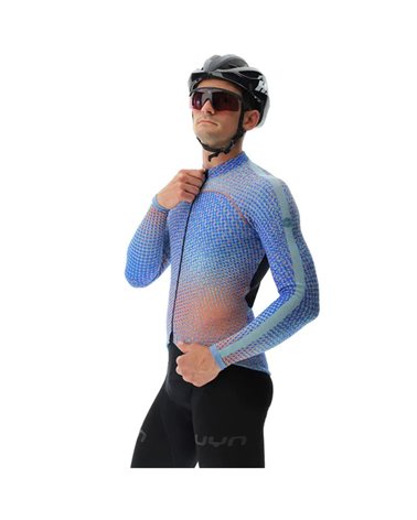 UYN Spectre Men's Cycling Long Sleeve Jersey, Blue/Sunset