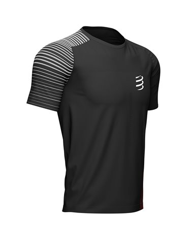 Compressport Performance SS T-Shirt Men's Short Sleeve Running Jersey, Black/Red