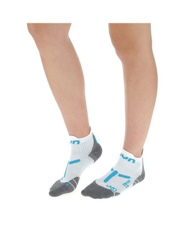 UYN 2IN Women's Running Socks, White/Turquoise