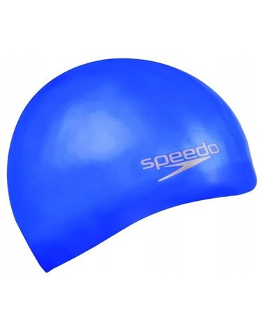 Speedo gorra de piscina de silicona moldeada simple, azul neón (tamaño único)
