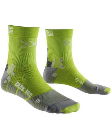 X-Bionic X-Socks Calze Biking Pro Mid, Green Lime/Pearl Grey