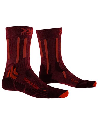 X-Bionic X-Socks Trek X CTN Calze Trekking, Dark Ruby/Fire Red