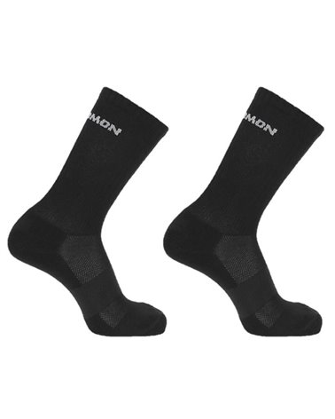 Salomon Evasion Crew Unisex Socks, Black/Black ( 2 Pair Pack)