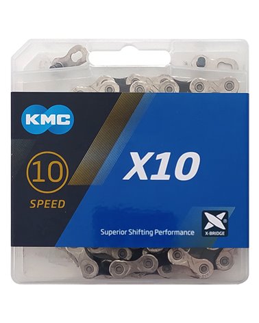 Kmc Speed Chain 10 Speed X10 122 Links, Silver/Black